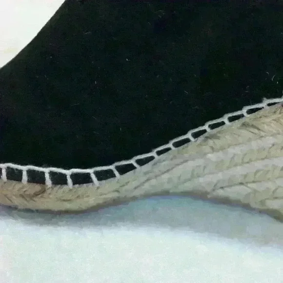 Etienne Aigner Espadrille Lace Up Ankle Strap Black Suede Open Toe Sandal 6 - Picture 10 of 13